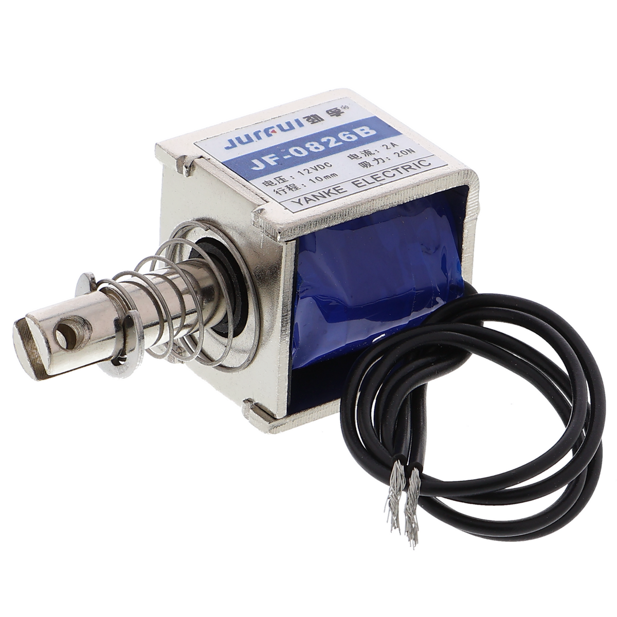 Elektromagnet JF-0826B - 10 mm Hub, 12 V / 2 A