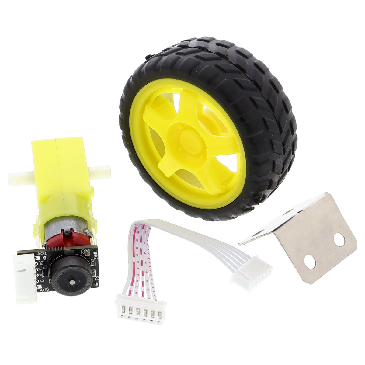 TT gear motor with encoder and wheel - 3-6 V, dual shaft