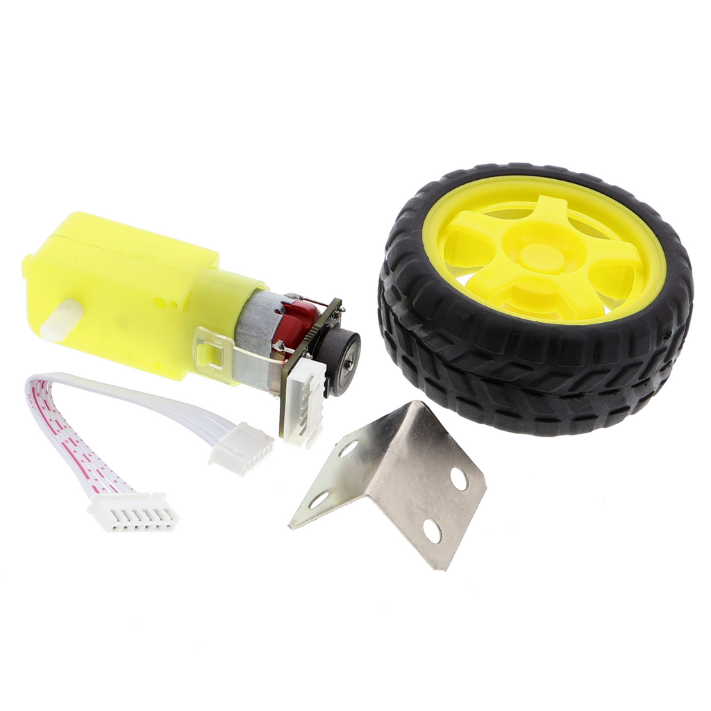 Motor eléctrico con reductor TT de 3V - 6V, con encoder y rueda, eje doble