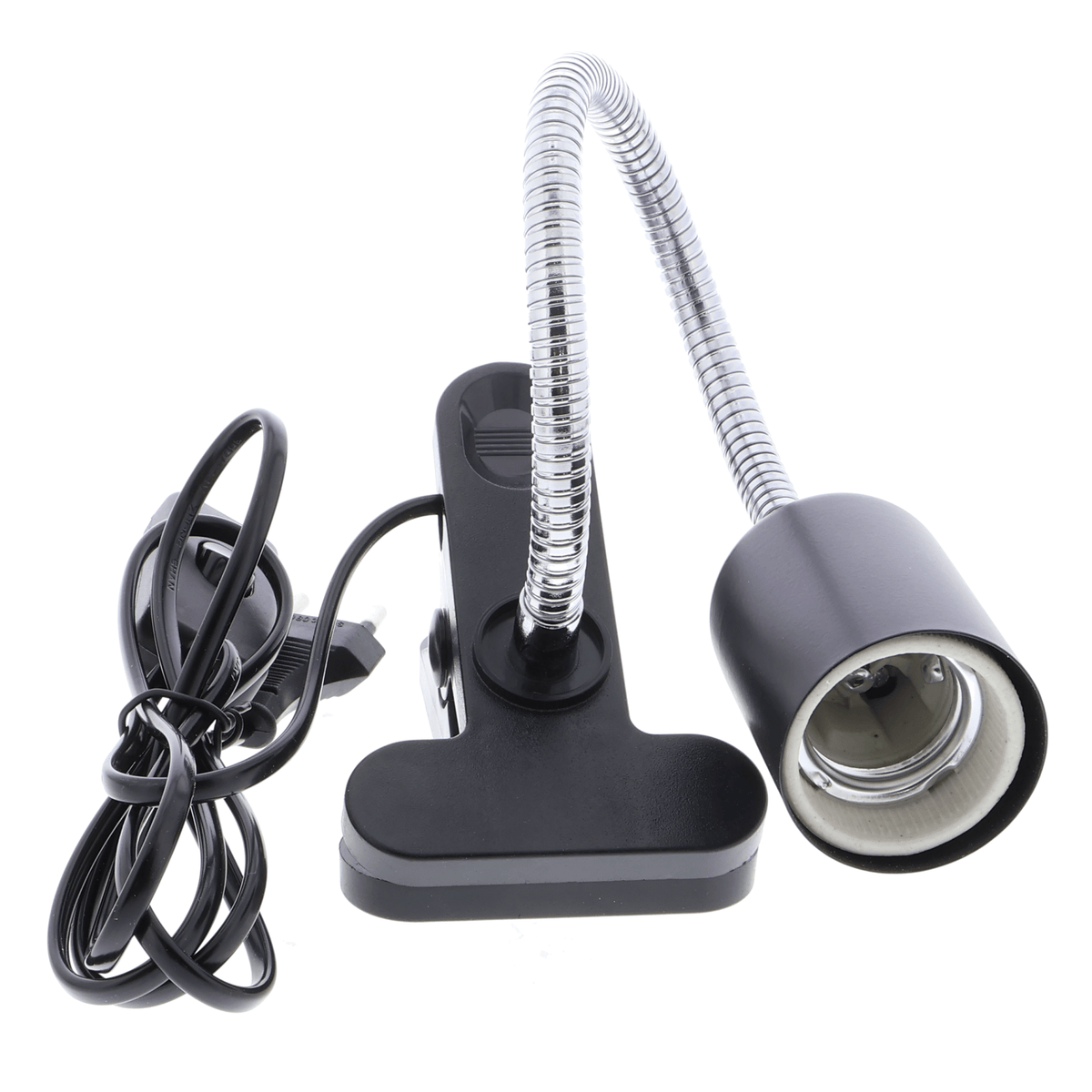 Tischlampe E27 - Schwanenhals, Klemmfuß, mit Schalter