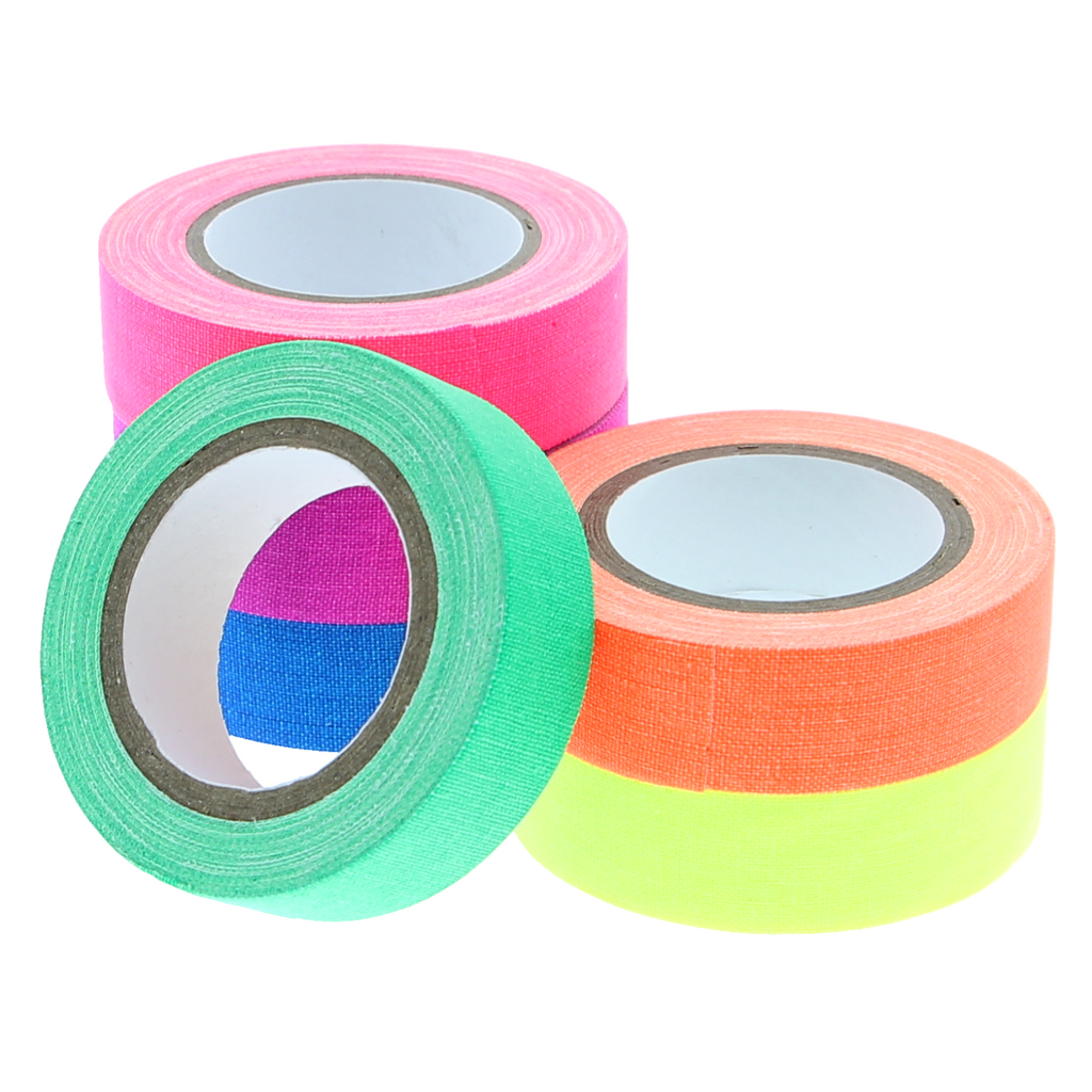 Fluorescerende tape - 15 mm, 6 kleuren per set