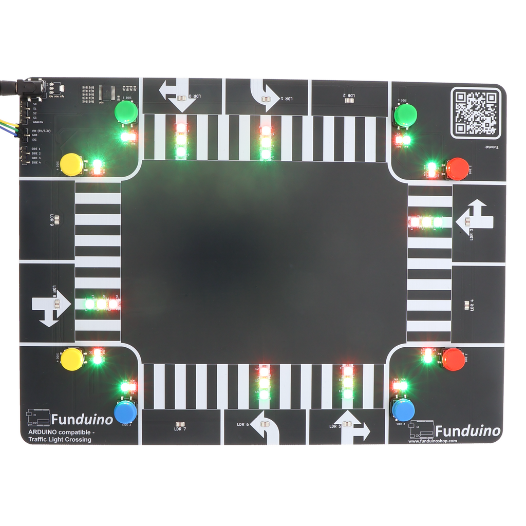 Cruce de semáforos Funduino para Arduino / ESP32 / Raspberry Pi Pico, incl. instrucciones