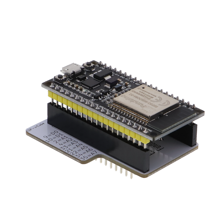 Funduino Cube adapter board for ESP32 - solderless plug contacts