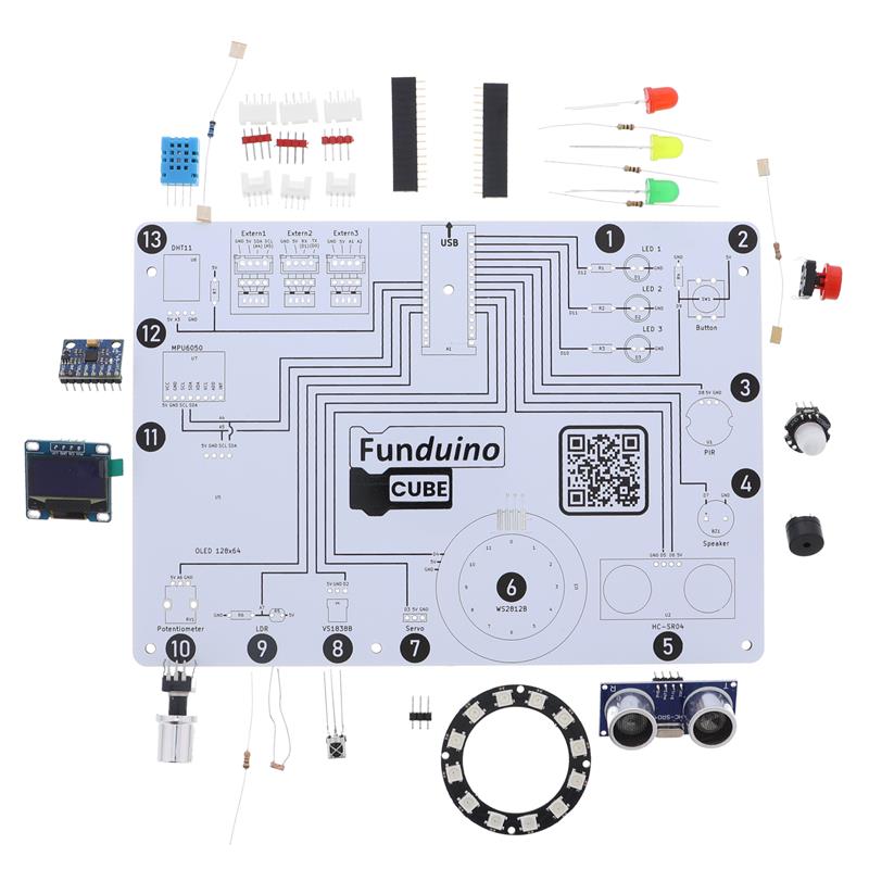 Funduino Cube Lötübung - Lern-Board für Arduino, mit Anleitung