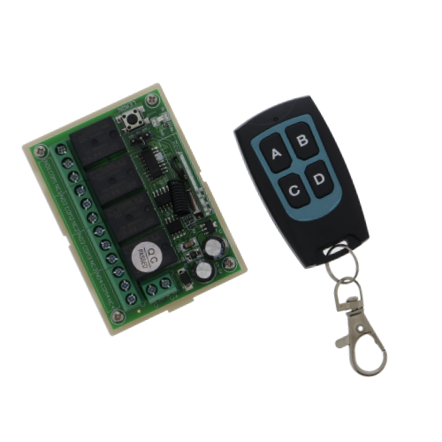 Télécommande radio + module récepteur, relais 4 canaux inclus - 12V, 433 MHz 200m
