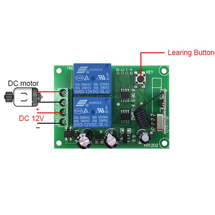Relais radio - commande de moteur - inversion de polarité - récepteur et télécommande - 12 V, 433 MHz