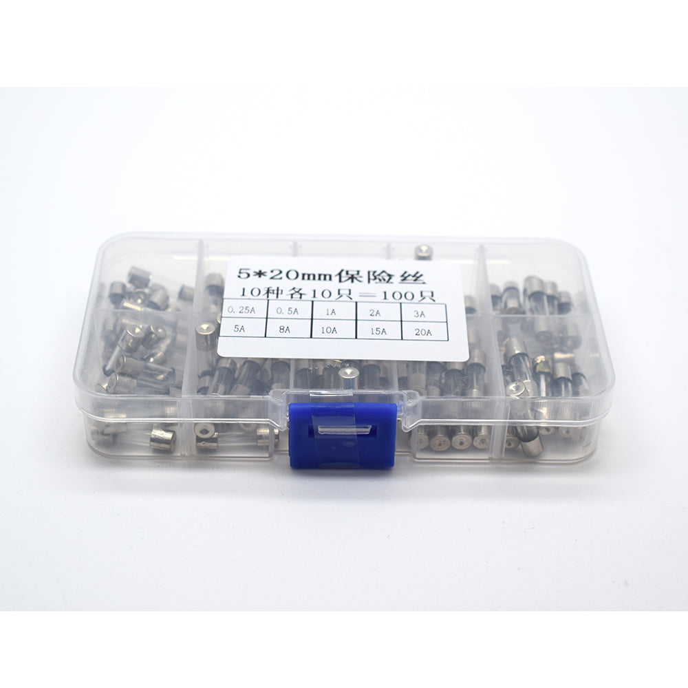 Glaszekeringenset - 100-delig - 0.25A - 20A
