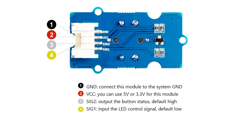 Grove LED-Taster blau - digitale Schnittstelle, 3,3-5 V