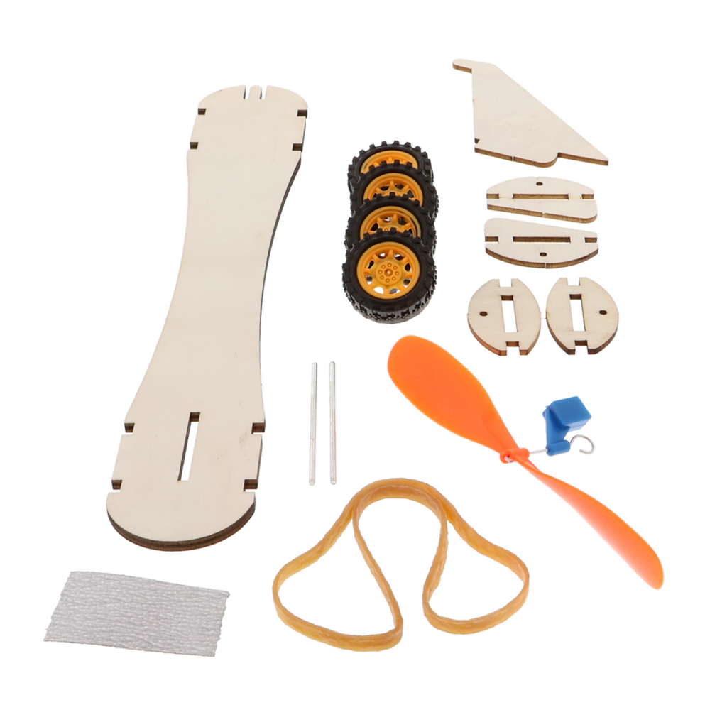 Véhicule DIY à hélice entraîné par un élastique