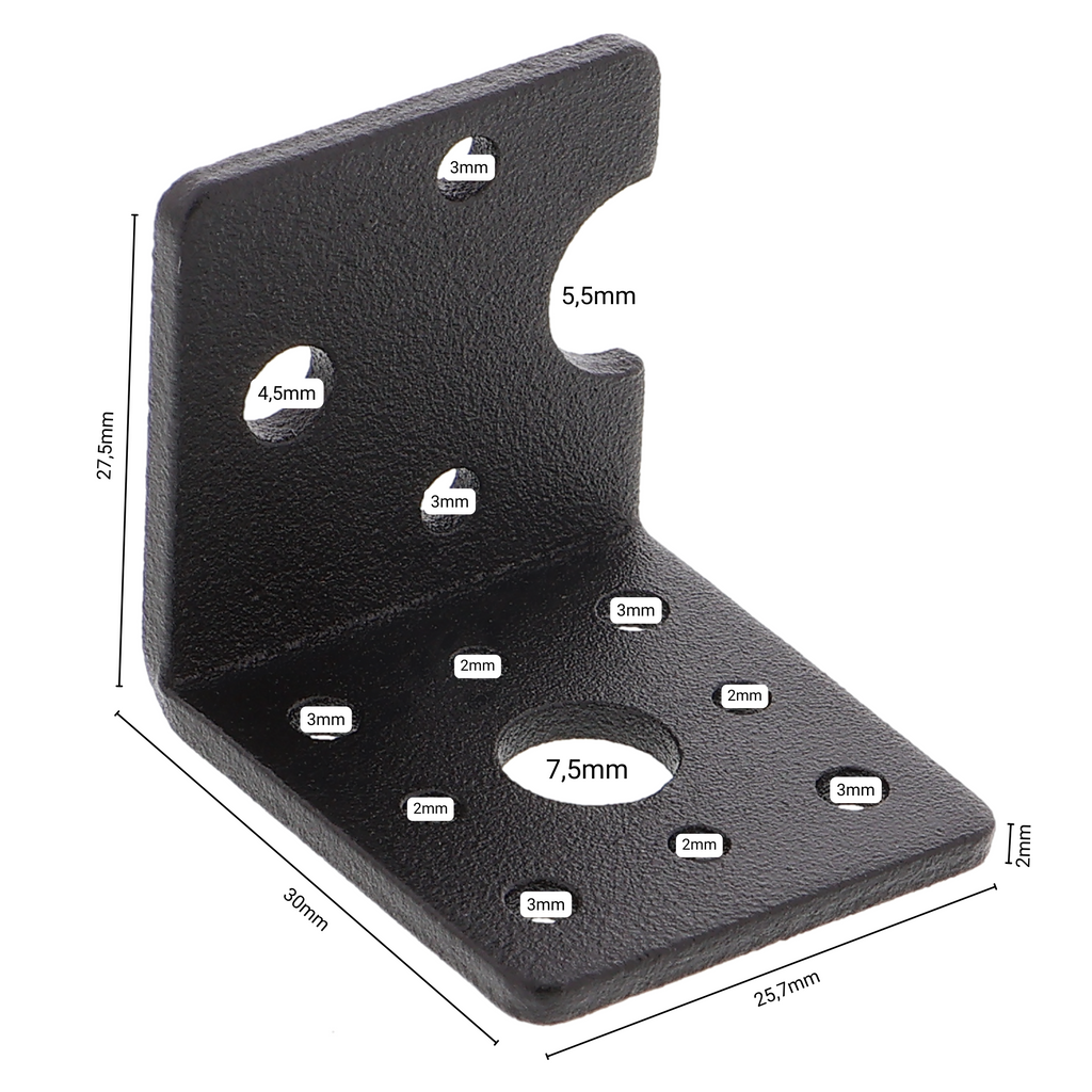 Mounting bracket for TT gear motor - aluminum, black anodized