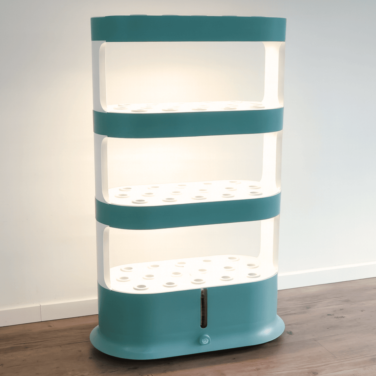 Hydroponikturm 64 Pflanzlöcher - Indoor, LED-Beleuchtung, Rollen - F25110752 - Funduino
