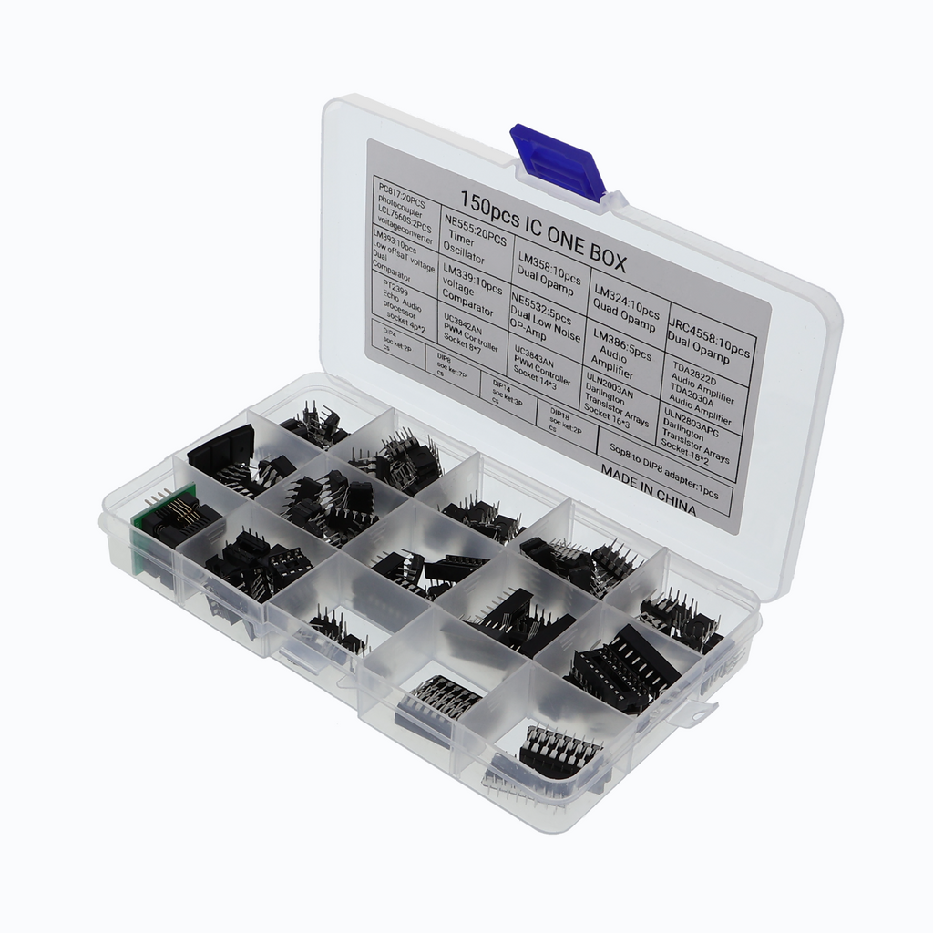 IC Sortiment - 150 Stück, PC817, NE555, LM358, LM324, DIP