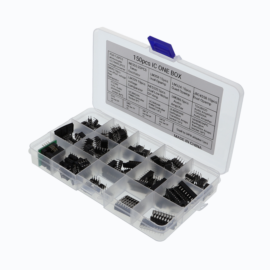 IC Sortiment - 150 Stück, PC817, NE555, LM358, LM324, DIP