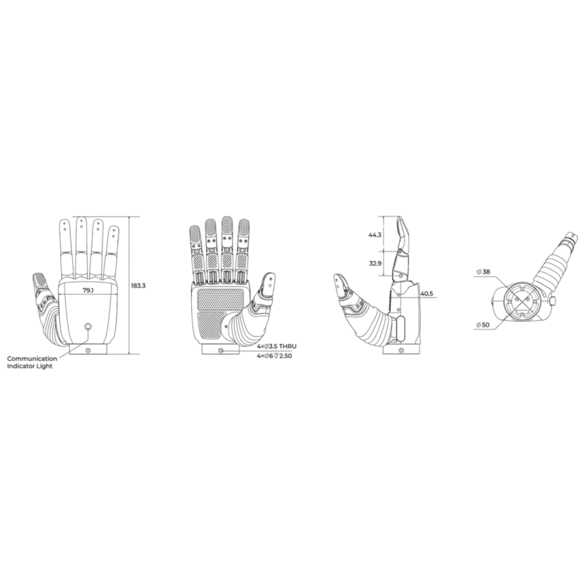 Inspire Robots RH56F1 Roboterhand - 6 Freiheitsgrade, verschiedene Ausführungen - F25111291 - Funduino