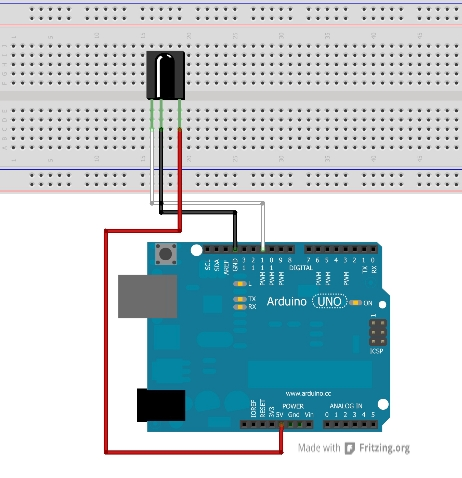 Schaltplan mit Infrarot-Empfänger VS1838B am Arduino UNO