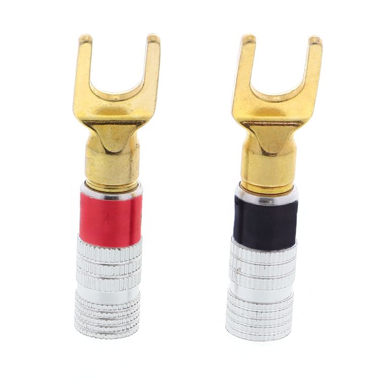 Kabelschuh Set 4 mm - Y- und U-Typ, 24K vergoldet, 0,5-1,5 mm²