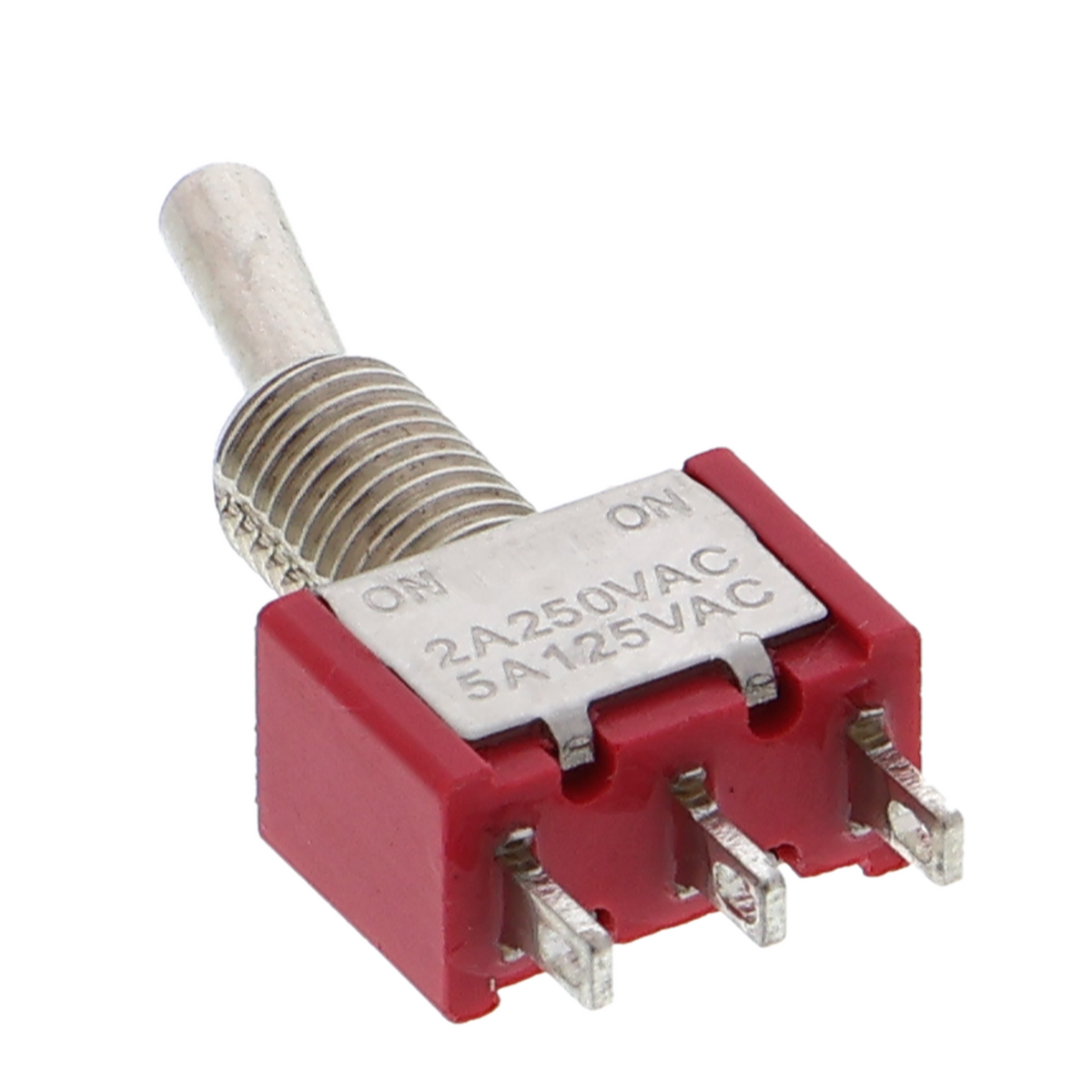 Kippschalter rot - EIN/EIN rastend, 3 Pins, 125 V / 3 A