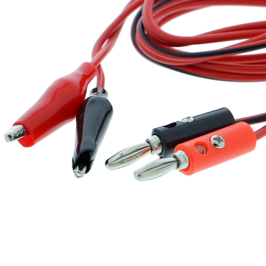 Messleitung Krokodilklemme auf Bananenstecker - 4 mm abschraubbar, 100 cm