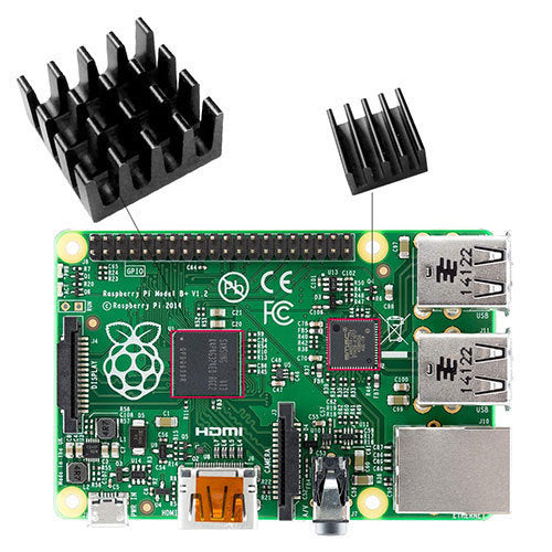 Aluminium koellichaam voor Raspberry Pi B+, Pi 2, Pi 3