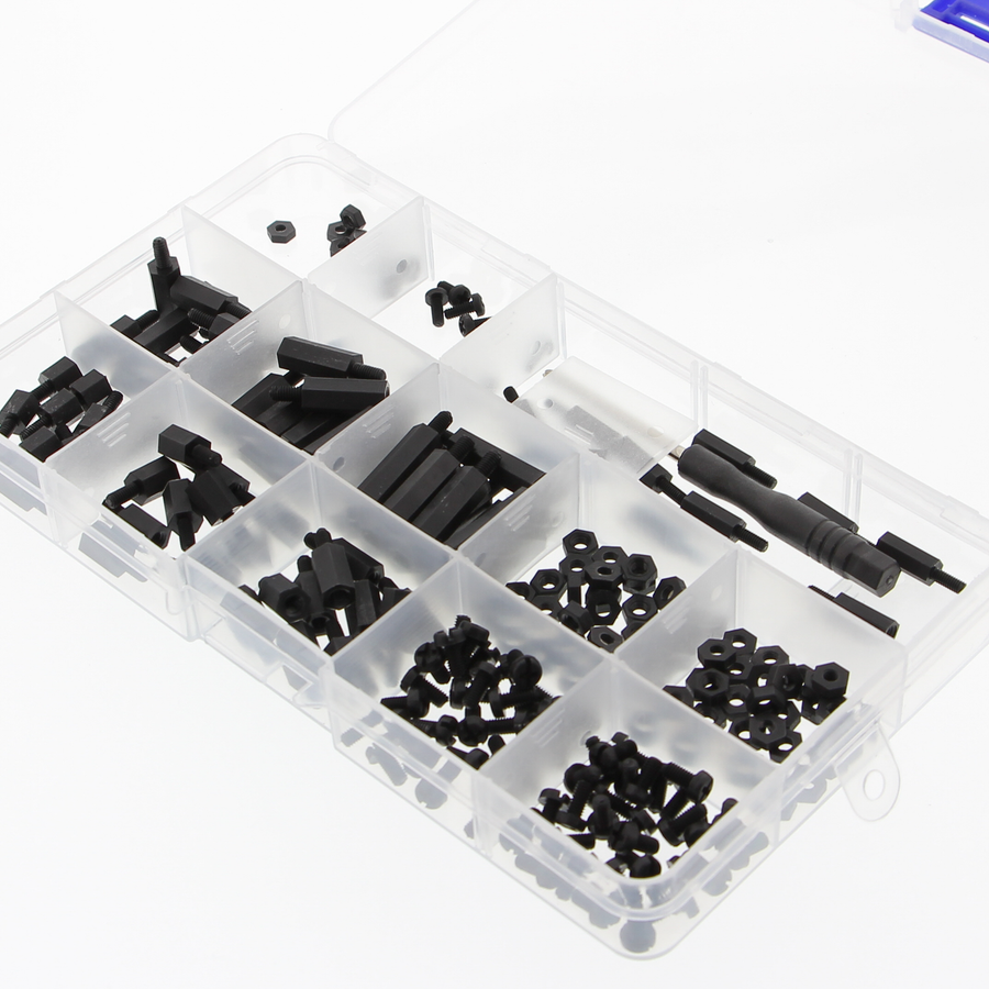 Kit de tornillos y separadores de plástico M2,5 de 6-20mm, 210 piezas