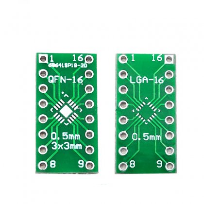 LGA16 and QFN16 to DIP16 adapter board - for breadboards