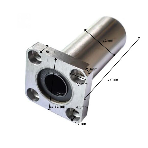 Cuscinetto lineare LMK12L con flangia per alberi da 12mm