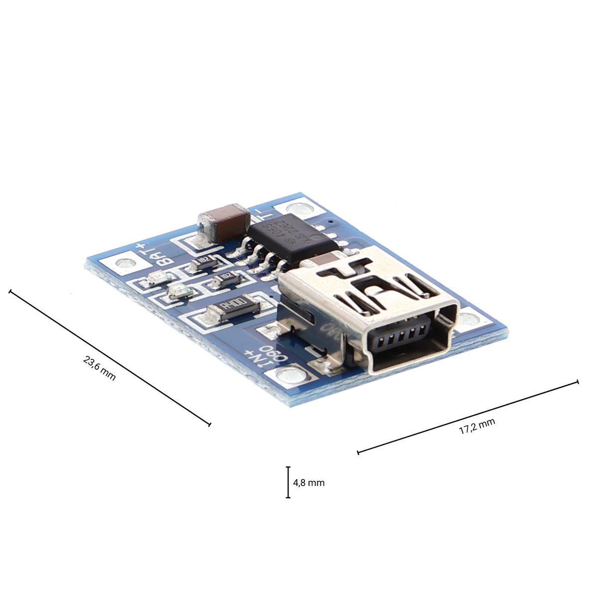 TP4056 Charger - Lithium Battery, 4,5-5,5 V, 1 A, Mini-USB
