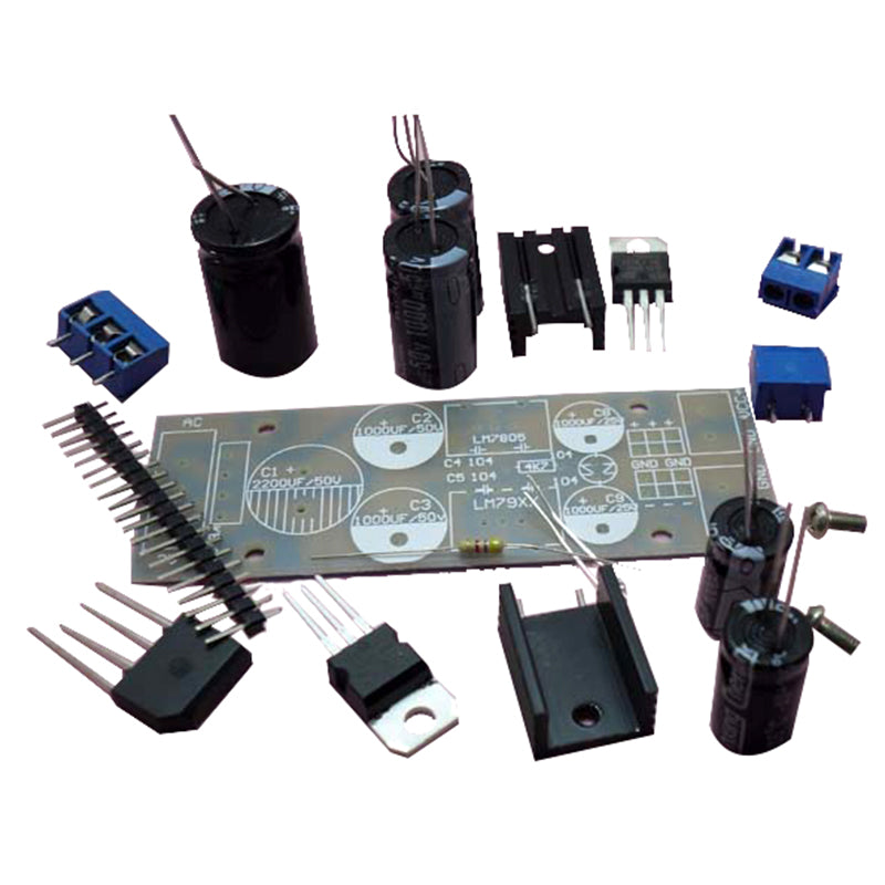 Exercice de soudage : régulateur de tension AC 5 - 12 V vers DC 5V / 12V, sortie à 2 canaux (LM7805 + L7905)