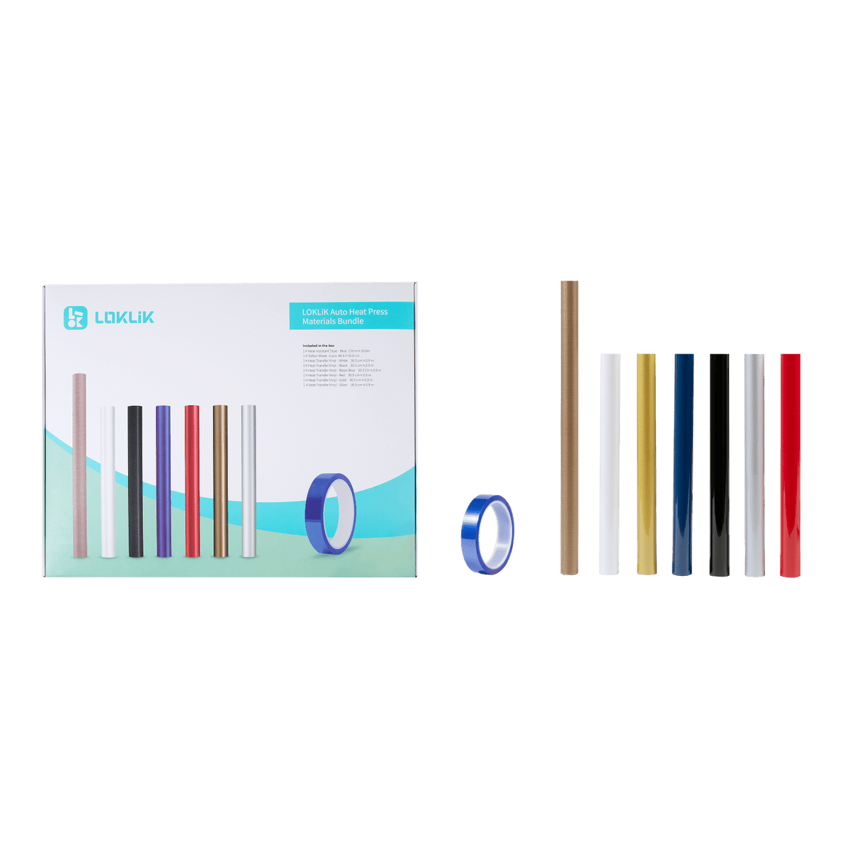 LOKLiK Starter Pack für Auto Heat Press - Transferfolie, 6 Farben - F23110601 - Funduino