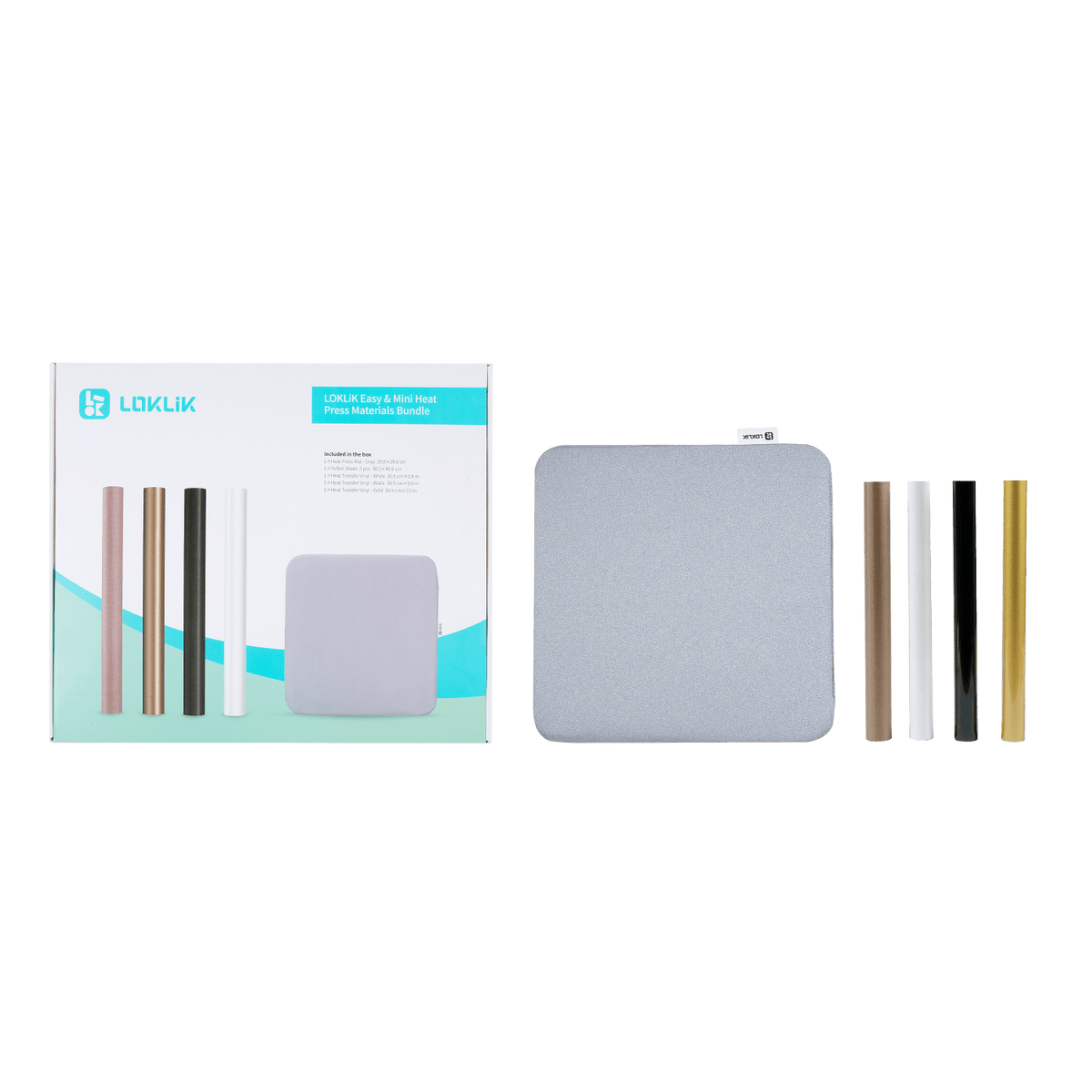 LOKLiK Starter Pack - Transferfolie Weiß, Schwarz, Gold für Heat Press - F23110606 - Funduino