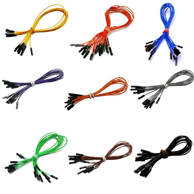 Breadboardkabel 10 Stück - verschiedene Farben, Längen und Steckertypen