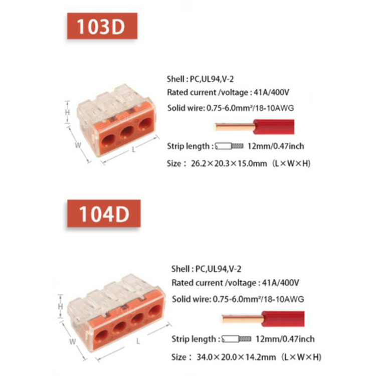 PCT Verbindungsklemme - 10 Stück, 41 A / 400 V, 0,75-6 mm², 3- und 4-fach