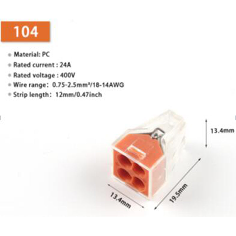 Master-20 uds. de clema de conexión 24A/400V, 18-14AWG (0,75-2,5mm²) - PCT102-PCT108