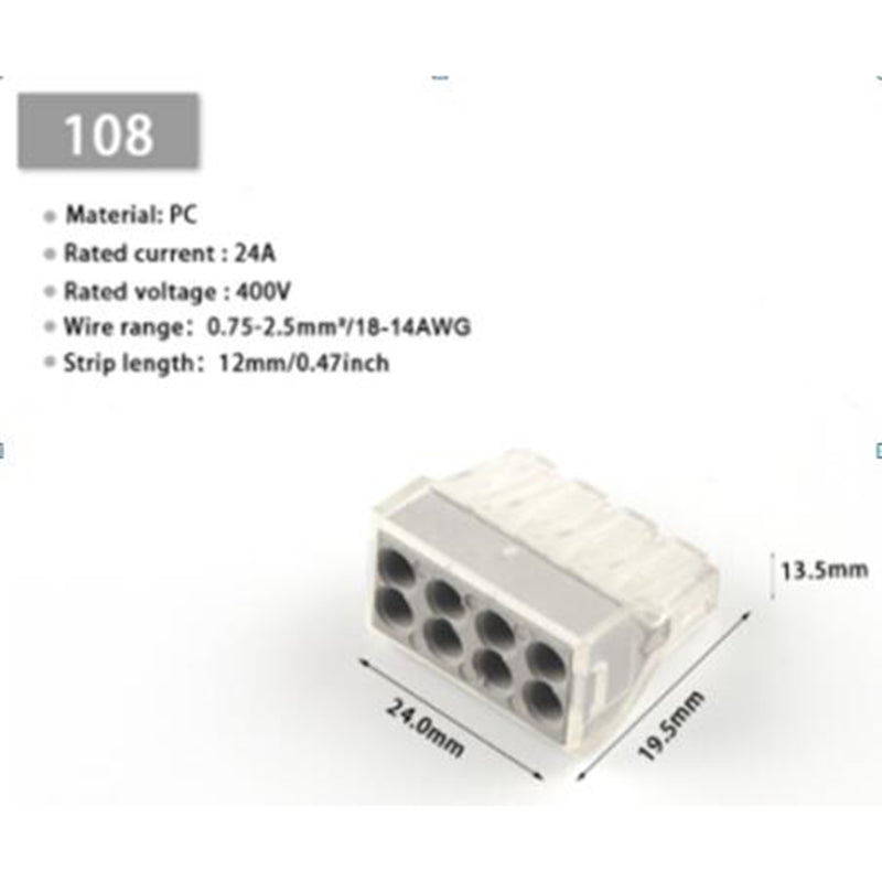 Master-20 uds. de clema de conexión 24A/400V, 18-14AWG (0,75-2,5mm²) - PCT102-PCT108