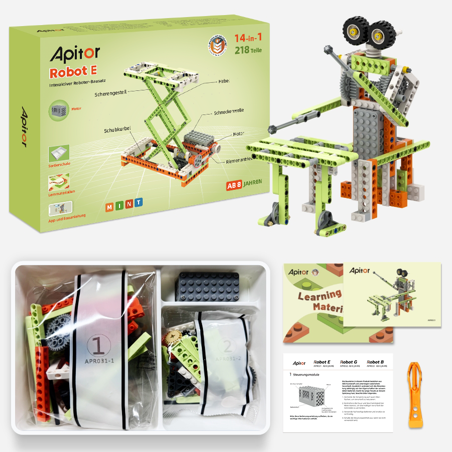 Master-Apitor Robot E - 14-in-1 gemotoriseerde mechanische educatieve robot
