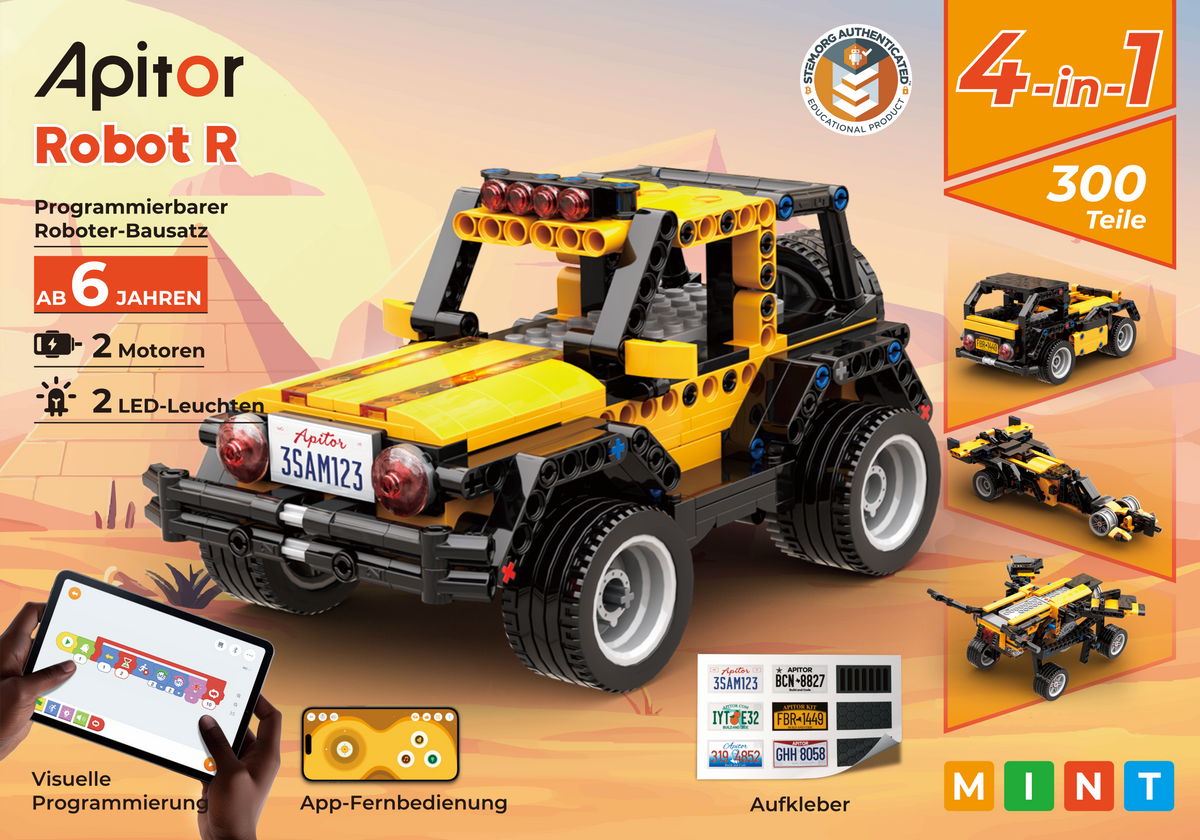 Master-Apitor Robot R - Kit de robot de codage 4 en 1 pour débutants