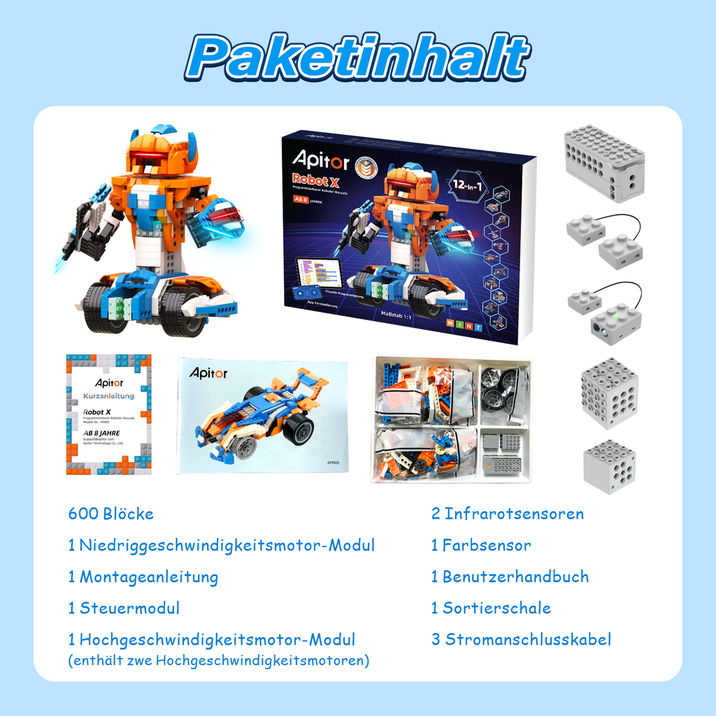 Master-Apitor Robot X - kit robot educativo 12-in-1 per utenti avanzati