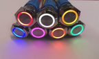 Druckschalter Chrom - LED beleuchtet, verschiedene Farben, 3 V oder 5 V
