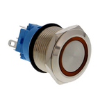 Drucktaster 19 mm mit LED-Ring - Chrom, 3 V oder 5 V, verschiedene Farben