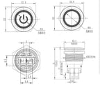 Drucktaster beleuchtet - Schwarz, 3-9 V, mit Fassung, verschiedene Leuchtringfarben