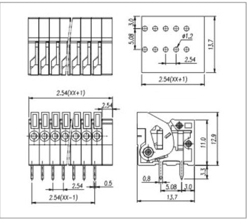 PCB terminal block 2.54 mm - spring terminal block for PCBs, 1- to 8-pole