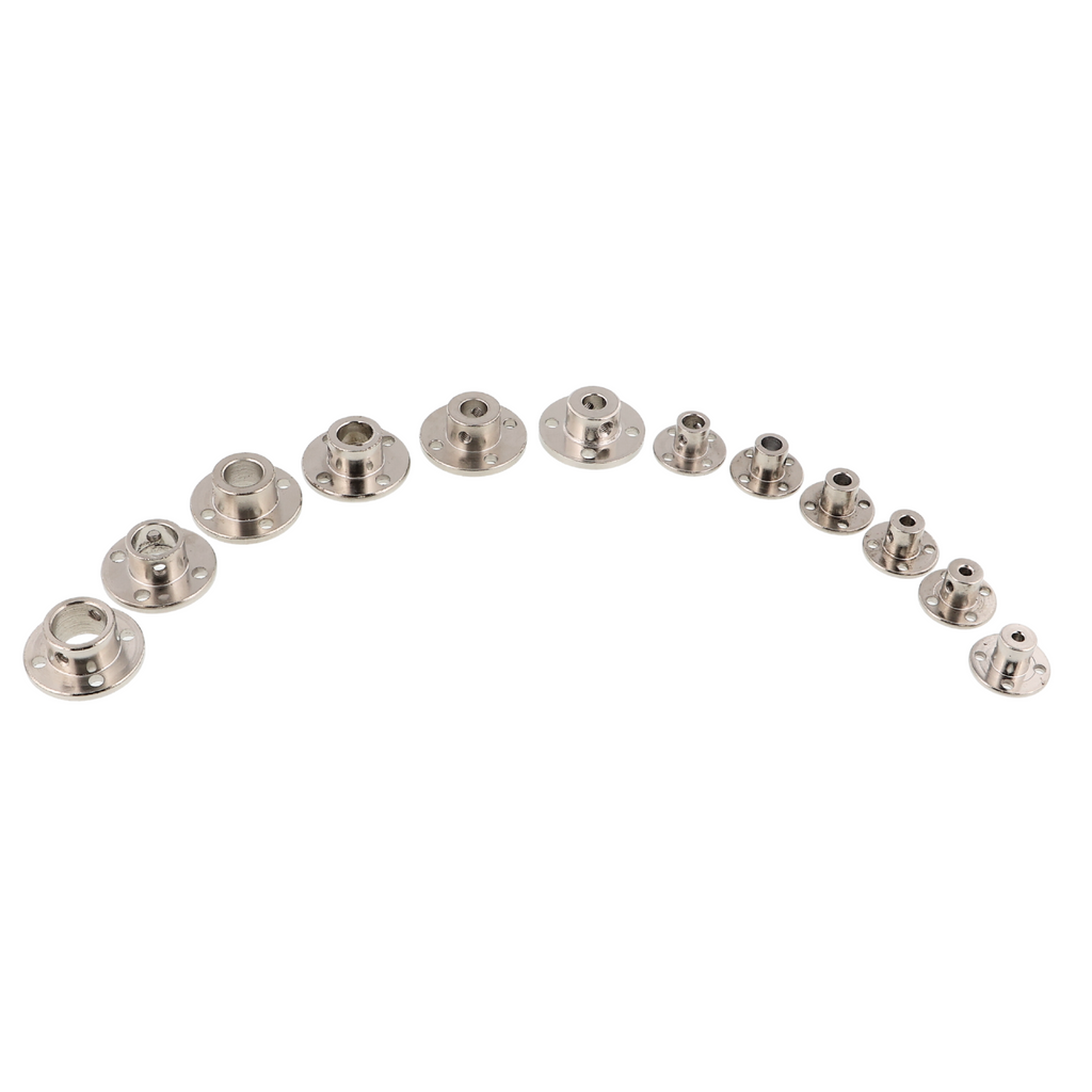 Flange coupling - set of 4 shaft connectors, steel, Ø 3-14 mm
