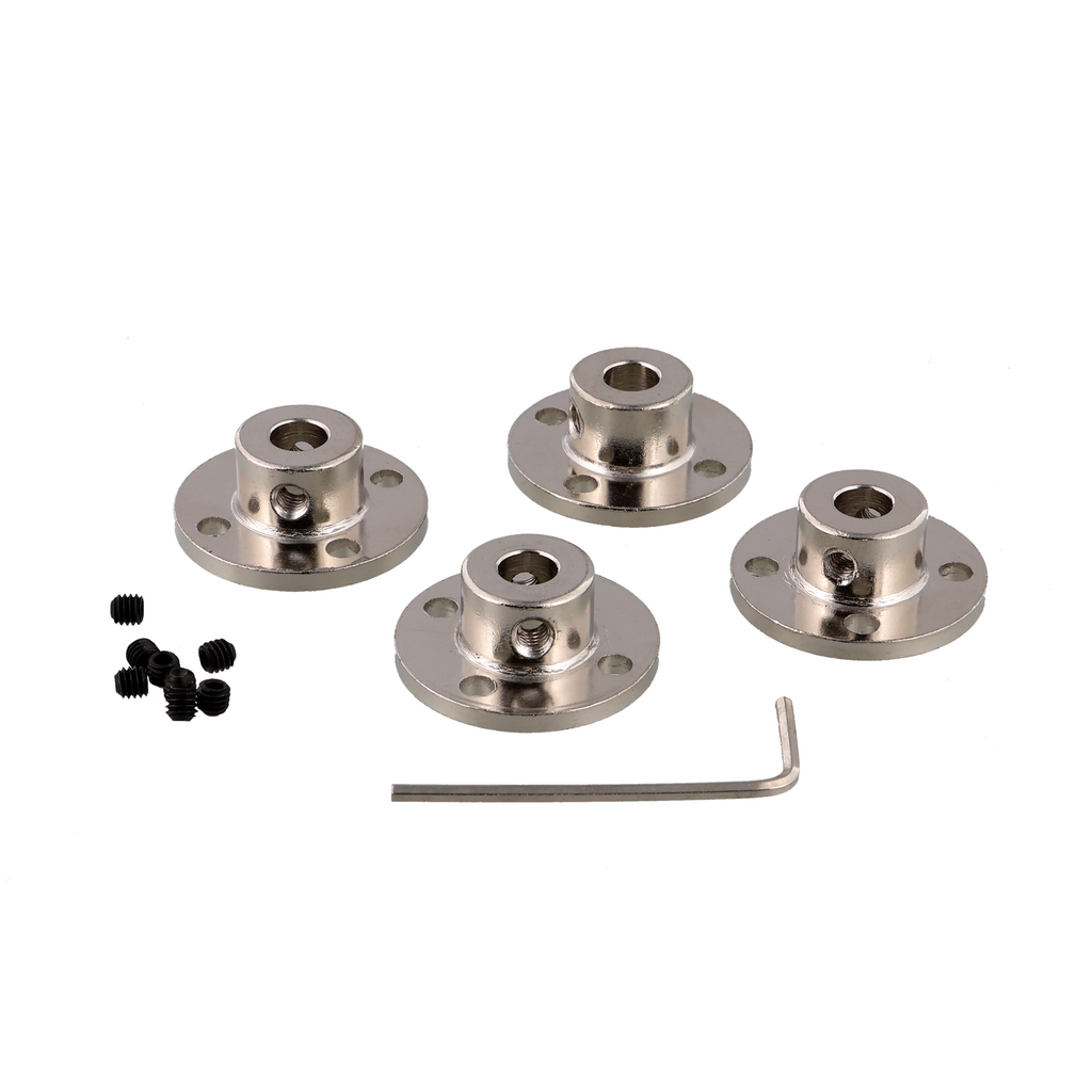 Flange coupling - set of 4 shaft connectors, steel, Ø 3-14 mm