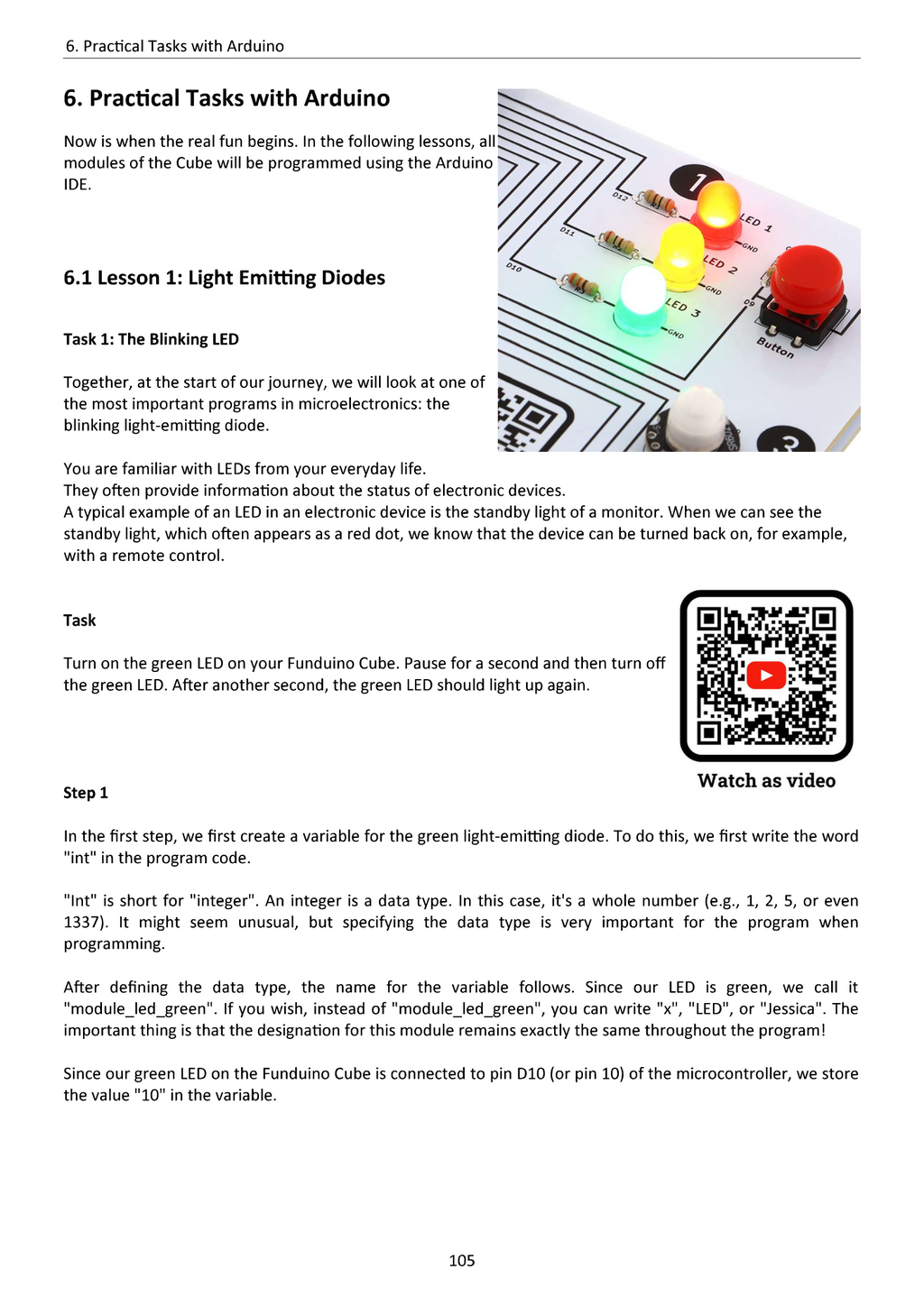 Funduino Cube workbook - Arduino and Open Roberta, German or English