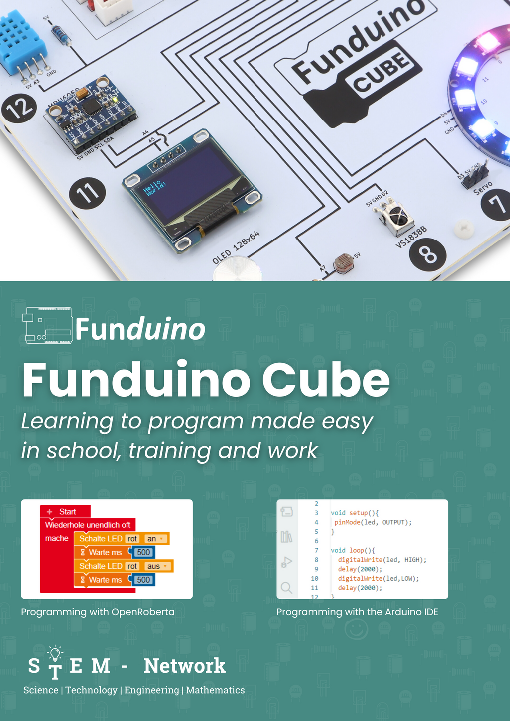 Funduino Cube workbook - Arduino and Open Roberta, German or English