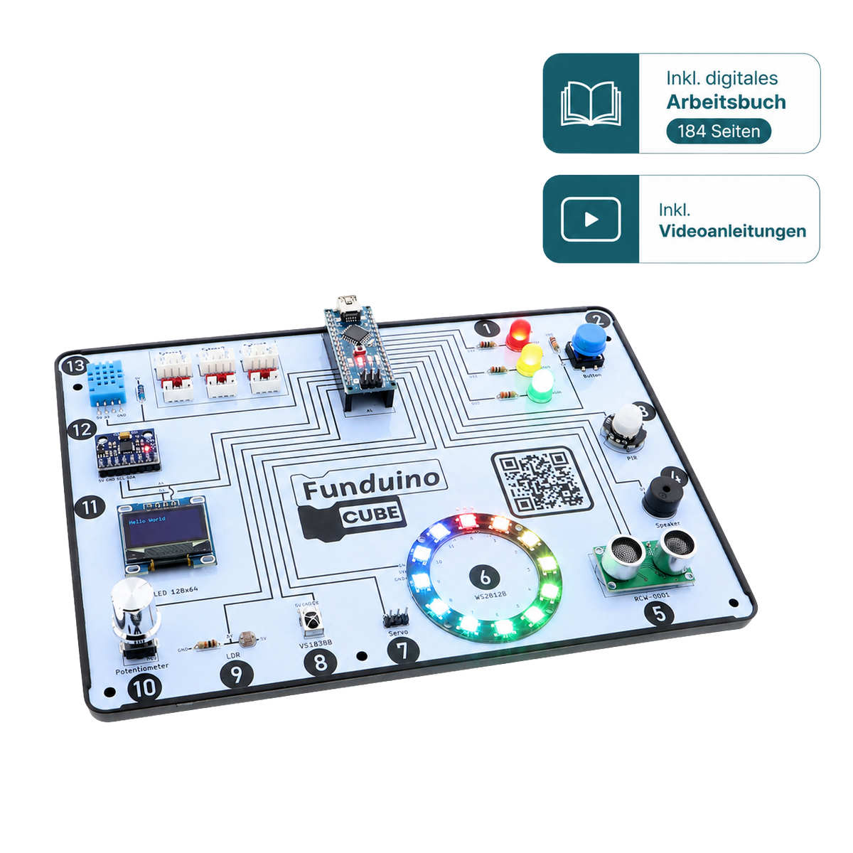 Master-Funduino Cube, Arduino-kompatibles Lernsystem & Entwicklerboard - FUN-1010494 - Funduino
