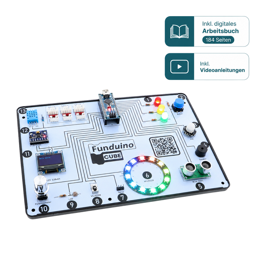 Funduino Cube, Arduino-compatible learning system & development board