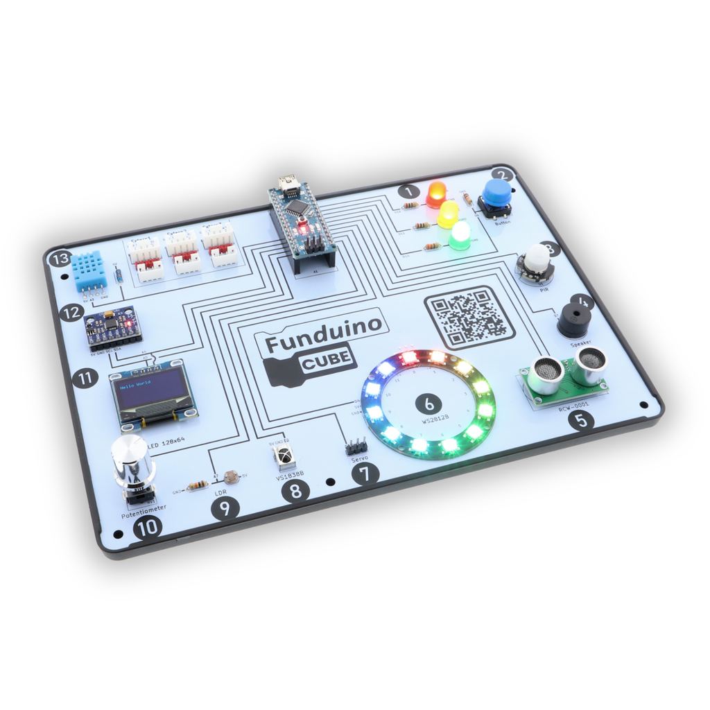 Funduino Cube, Arduino-compatible learning system & development board