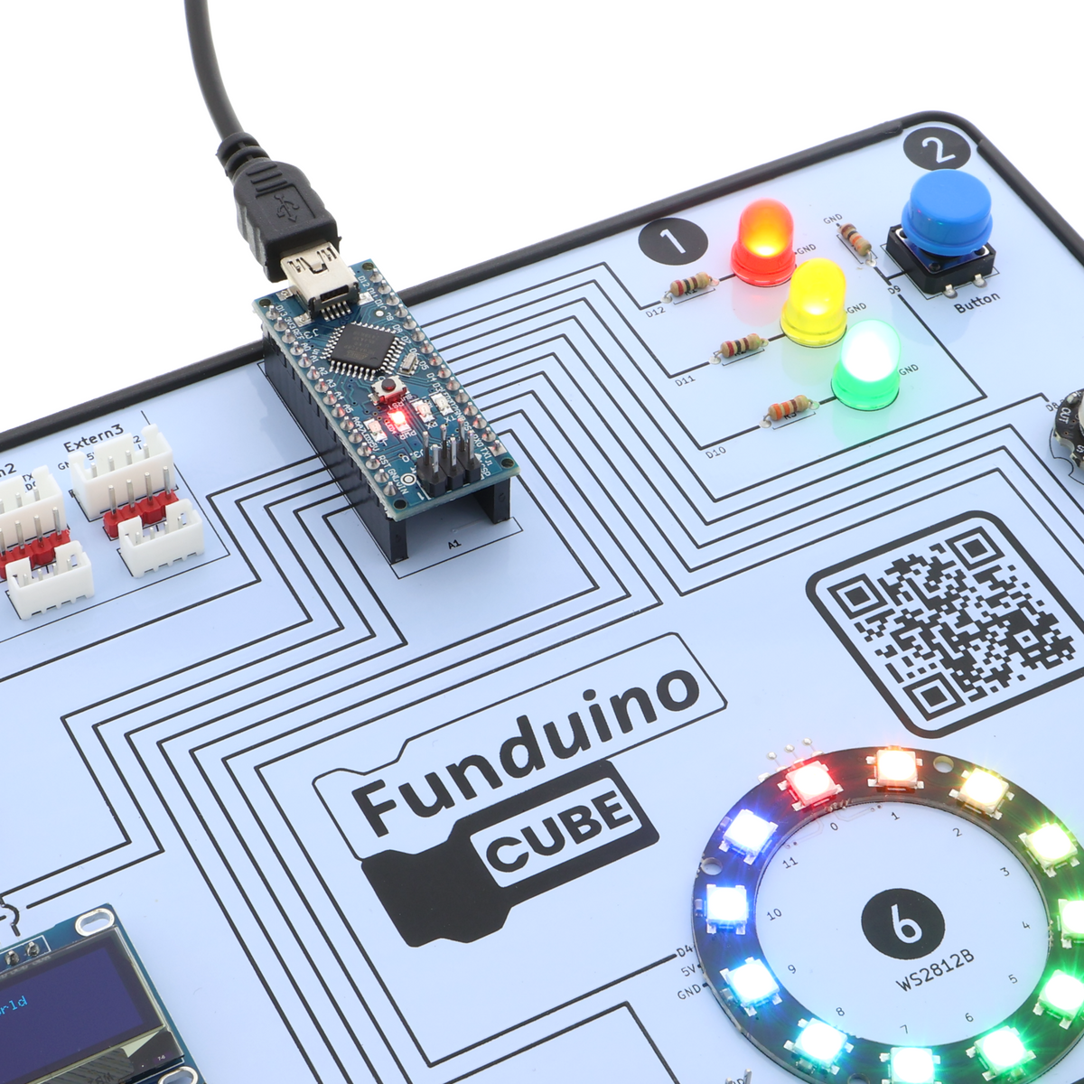 Funduino Cube, Arduino-compatible learning system & development board