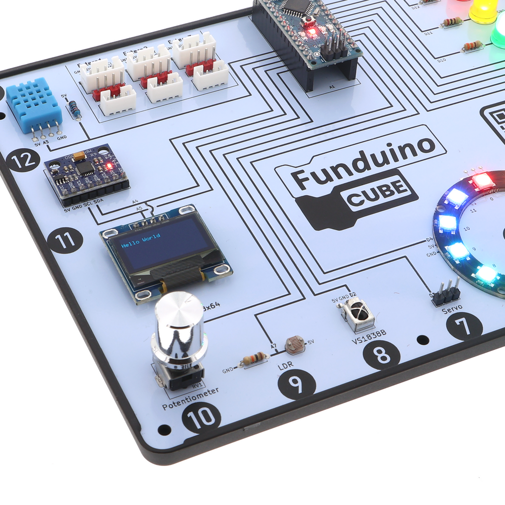 Funduino Cube, Arduino-compatible learning system & development board
